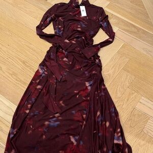 ASTR Burgundy Floral Long Sleeve Maxi Dress